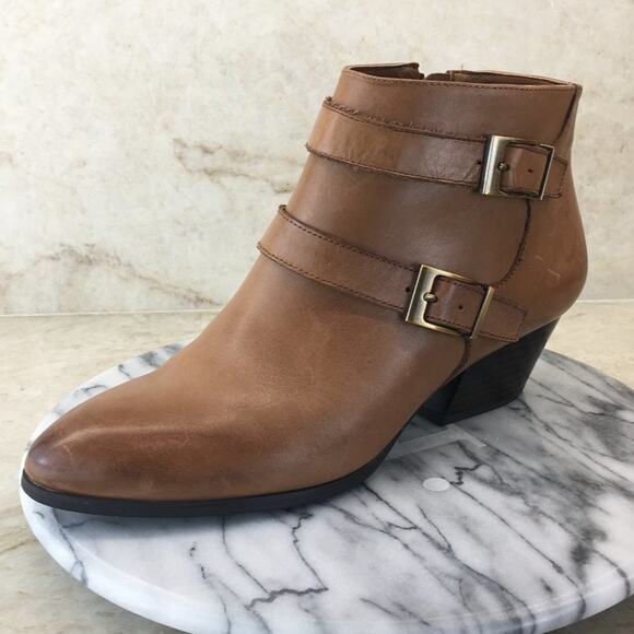 Franco Sarto Women's Tan Double Monk-Strapped Bootie Size 9W - Picture 1 of 16